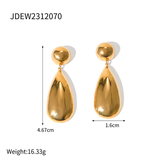 Pendientes de Gota Acero Inoxidable Chapados en Oro de 18k