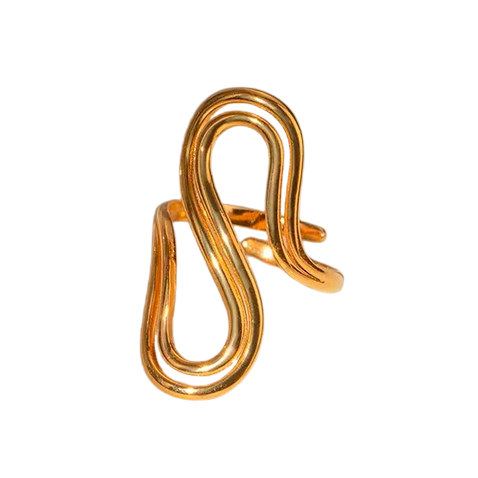 Anillos Abiertos en Forma de S – En Acero Inoxidable 304 Chapado en Oro 18K