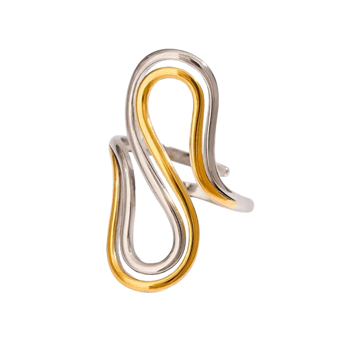 Anillos Estilo Clásico en Acero Inoxidable 304 – Diseño Abierto con Bloques de Color