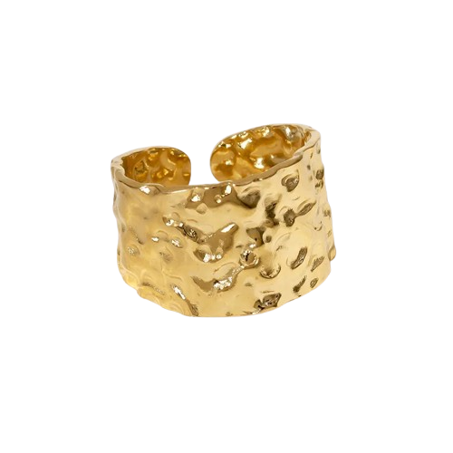 Anillo Abierto Ajustable Manta – Acero Inoxidable 304 - Dorado