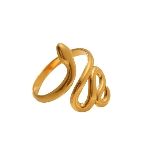 Anillo en Forma de Serpiente – Acero Inoxidable con Baño de Oro 18K