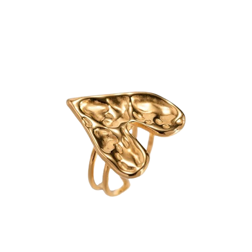 Anillo Corazón Ajustable – En Acero 304 Dorado
