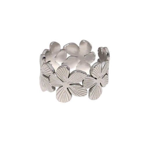 Anillo Estilo Flores Geométrico Acero inoxidable 304