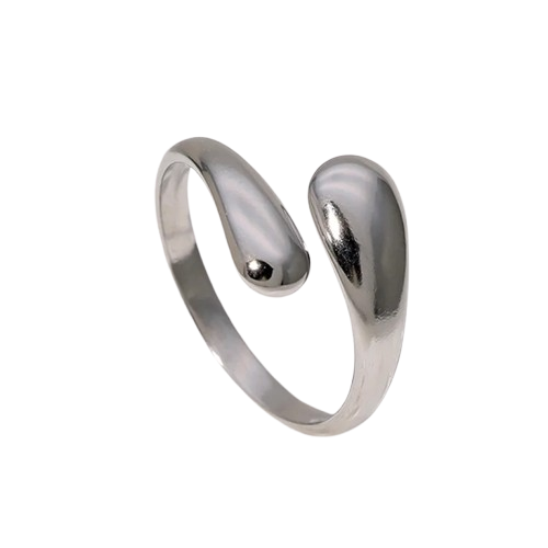 Anillo Abierto Estilo Gota – Acero Inoxidable 304