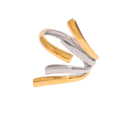 Anillo Estilo Espigas Bicolores