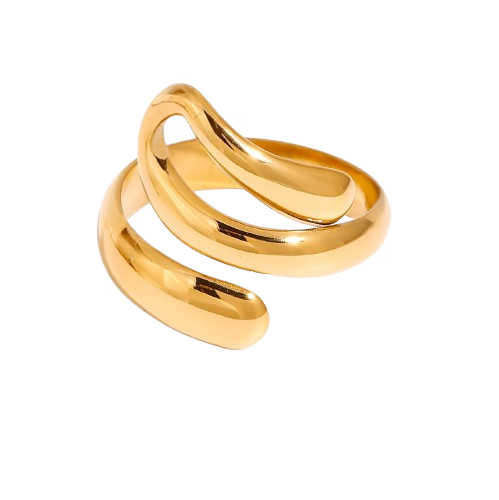 Anillo Estilo Ondas de Mar en Acero Inoxidable
