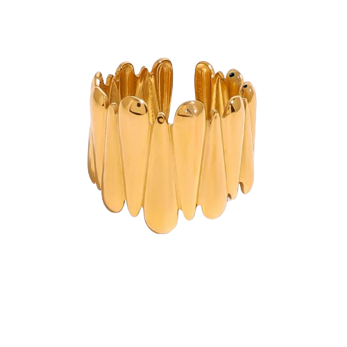 Anillo Estilo Canela Abierto Dorado Acero Inoxidable
