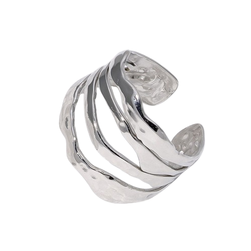 Anillo Plateado Estilo Armadura