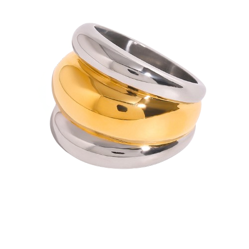 Anillo Estilo Fiesta de Argollas Bicolor