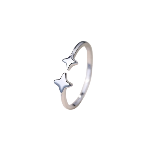 Anillo Abierto de Estrella Lunara – Plata de Ley .925