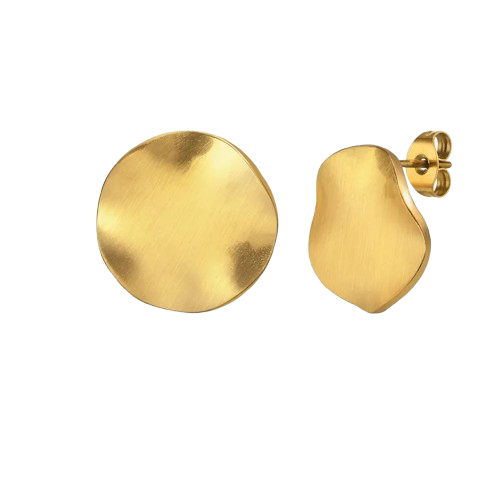 Pendientes Geométricos de Acero Inoxidable 304 | Círculo chapado en Oro 18K
