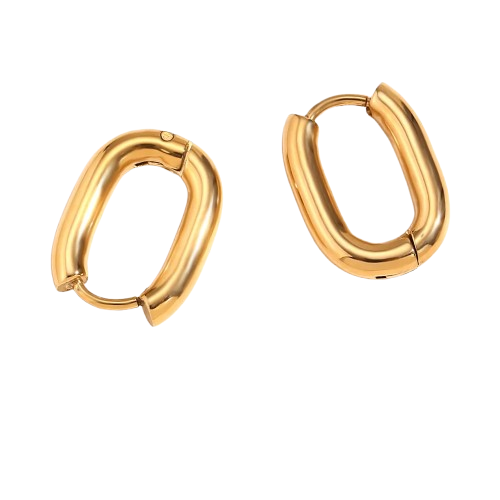 Aretes Simples de Acero Inoxidable 304 | Chapado en Oro 18K, Color Sólido