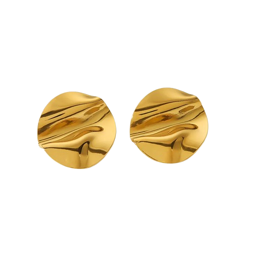 Pendientes Geométricos de Acero Inoxidable 304 | Círculo chapado en Oro 18K