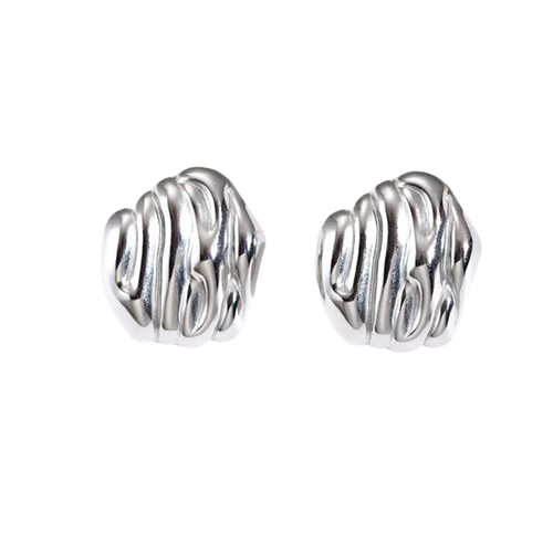 Pendientes Geométricos Estilo Retro – Diseño Simple en Acero Titanio Plateado