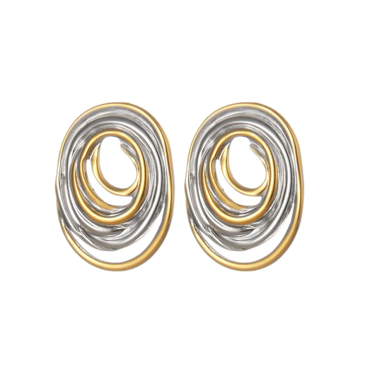 Pendientes Geométricos de Acero Titanio | Estilo IG Artístico Chapado en Oro 18K