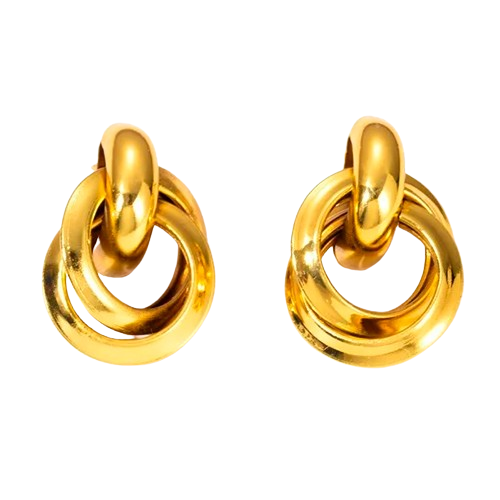 Pendientes de Gota Retro Geométricos – Acero Titanio Enchapado, Estilo Simple