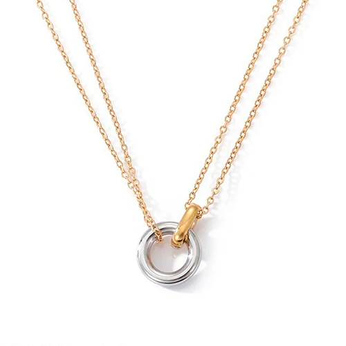 Collares en Capas de Acero Inoxidable Chapados en chapa de oro – Estilo Simple y Color Sólido