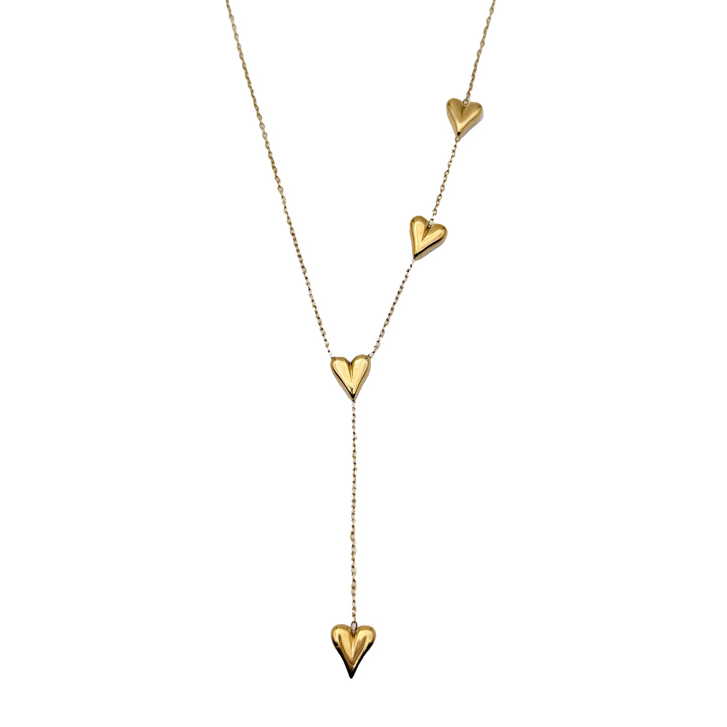 Cadena de Acero Inoxidable Chapado en Oro 3 corazones