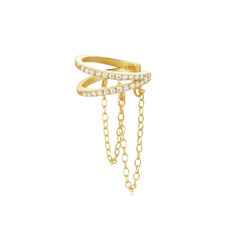 Ear cuff Tipo pendiente – Estilo C con detalle de cadena