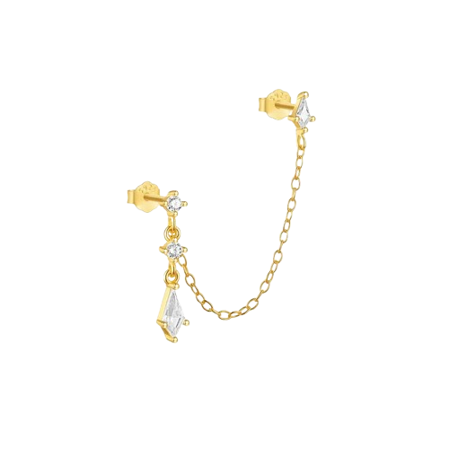 Piercing Plata de Ley .925 Chapa de oro destellos con pendiente