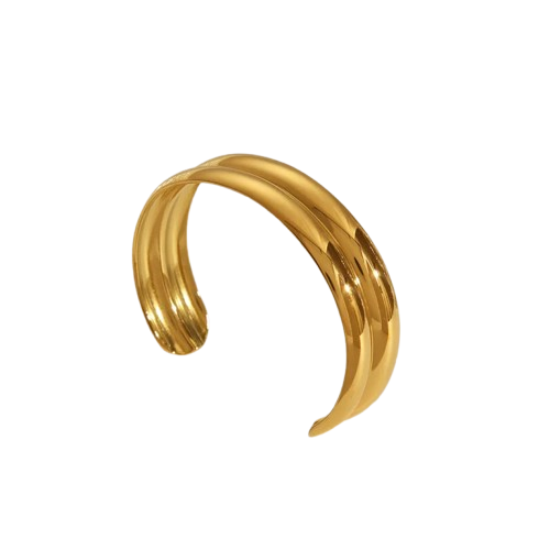 Brazalete Casual Clásico de Acero Inoxidable 304 Chapado en Oro de 14K