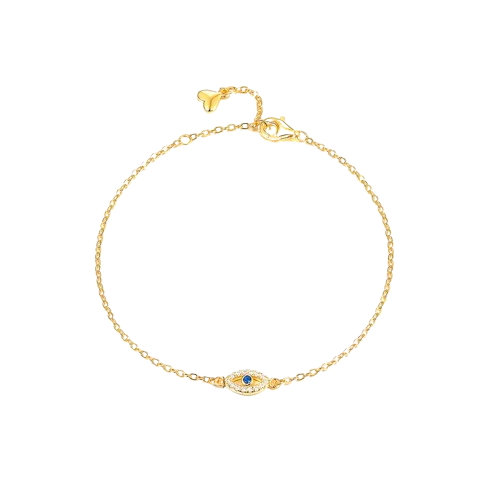 Pulsera Ojito Clásico de Plata Chapado en Oro de 14K
