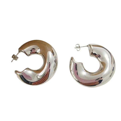 Pendientes Estilo IG en Acero Inoxidable - en Forma de C