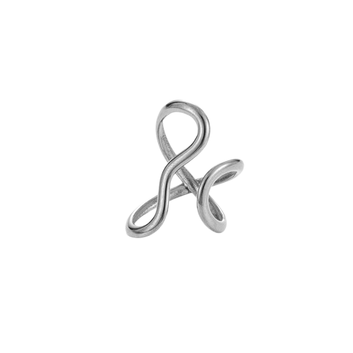 Anillo Ondulado Plateado Acero Inoxidable
