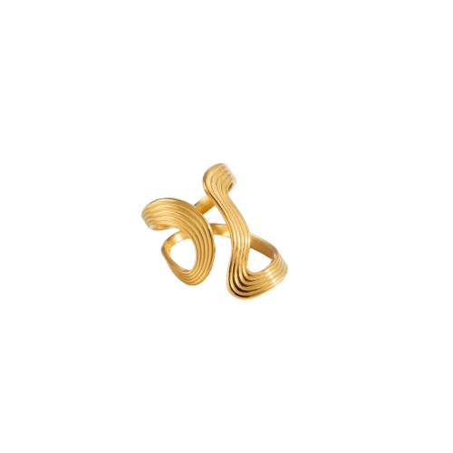 Anillo Estilo Ondulado Egipcio Acero Inoxidable
