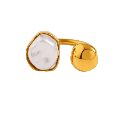 Anillo Dorado Estilo Piedra Nacarada