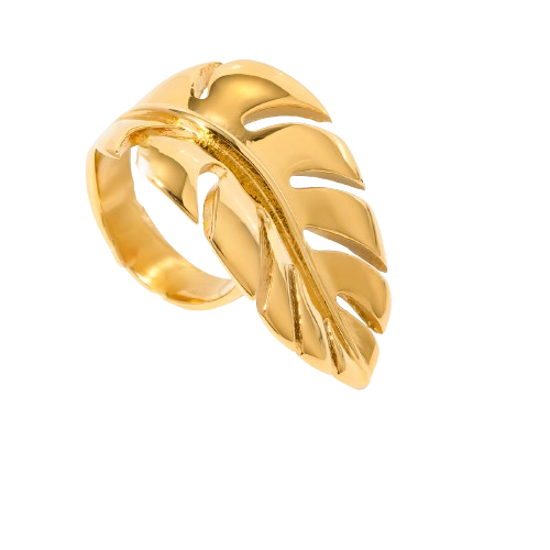 Anillo Estilo Hoja Tropical