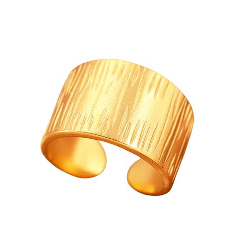 Anillo Estilo Madera Dorada