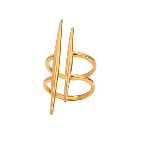 Anillo Estilo Lanzas Doradas