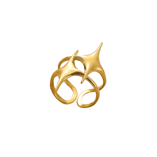Anillo Dorado Estilo Lunaia - Estrella del norte