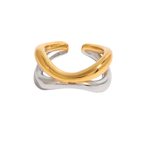 Anillo Estilo Mixto Abierto Acero Inoxidable