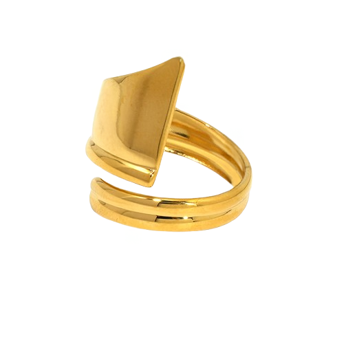 Anillo Estilo Abierto Dorado Acero Inoxidable