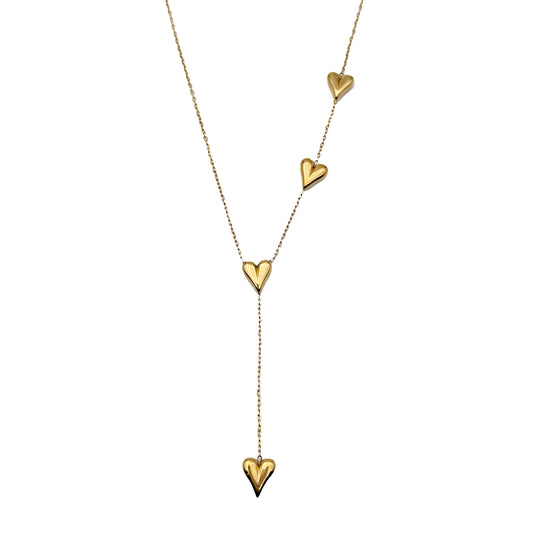 Cadena de Acero Inoxidable Chapado en Oro 3 corazones