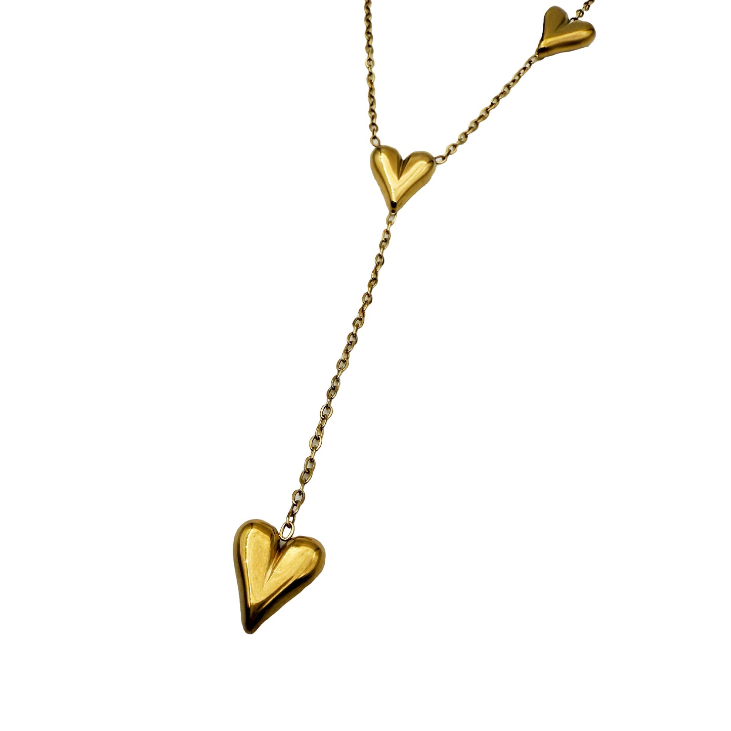 Cadena de Acero Inoxidable Chapado en Oro 3 corazones