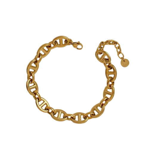 Pulsera Cadena de Acero Inoxidable 304 Chapada en Oro de 16K